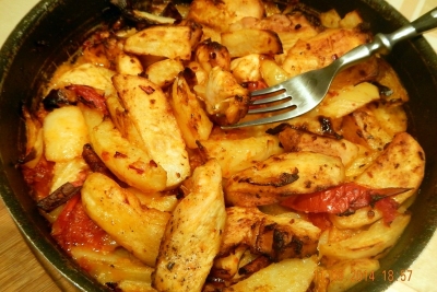 курица с овощами гриль под соусом пири-пири
